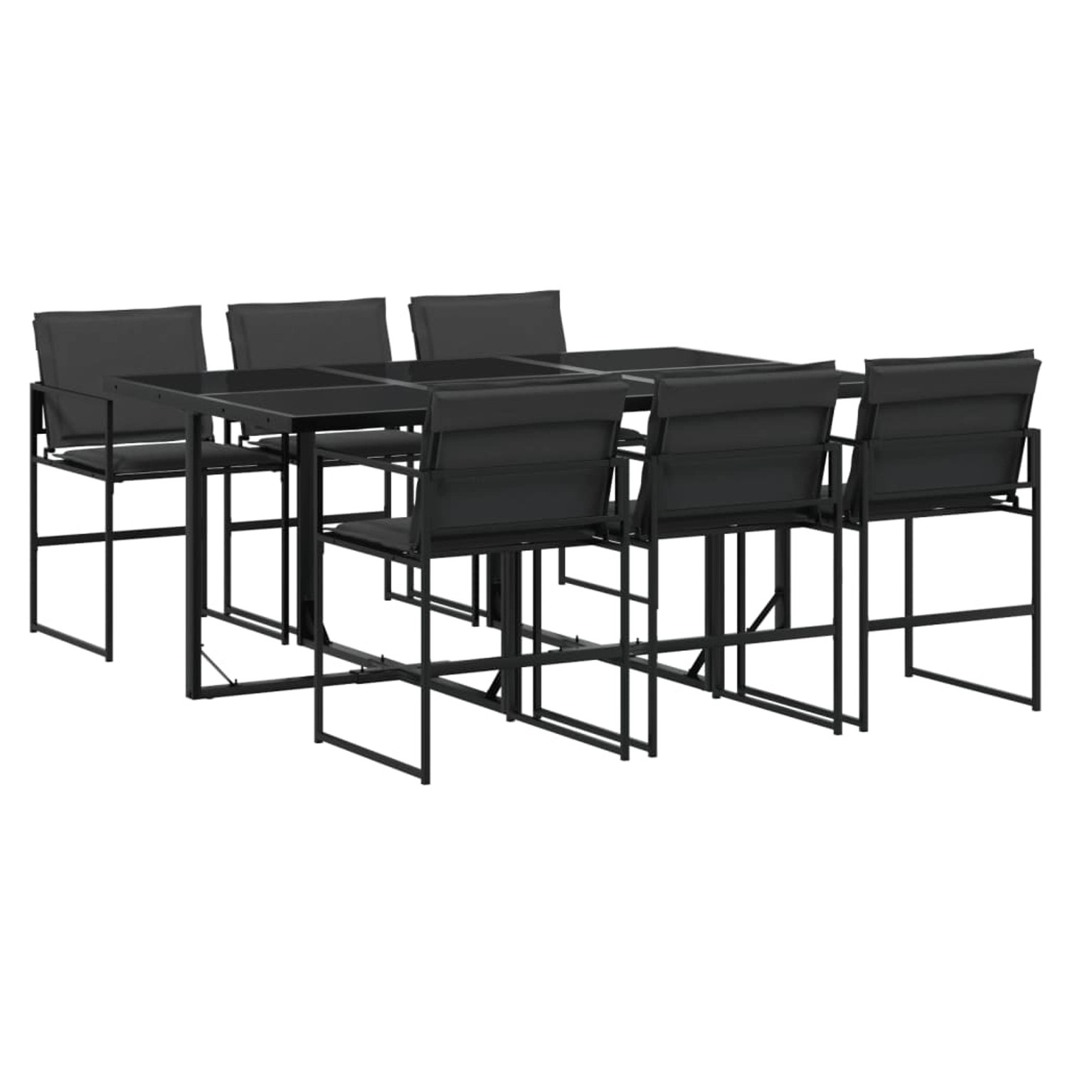 vidaXL 7-Tlg Garten-Essgruppe mit Kissen Schwarz Textilene 3295074 günstig online kaufen