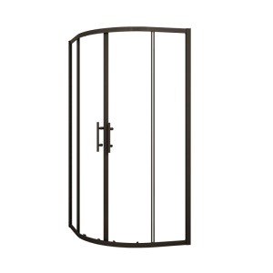 AICA Viertelkreis-Duschkabine 90x90cm mit mattschwarzen Profilen und klarer ESG-Glas Schiebetür.
