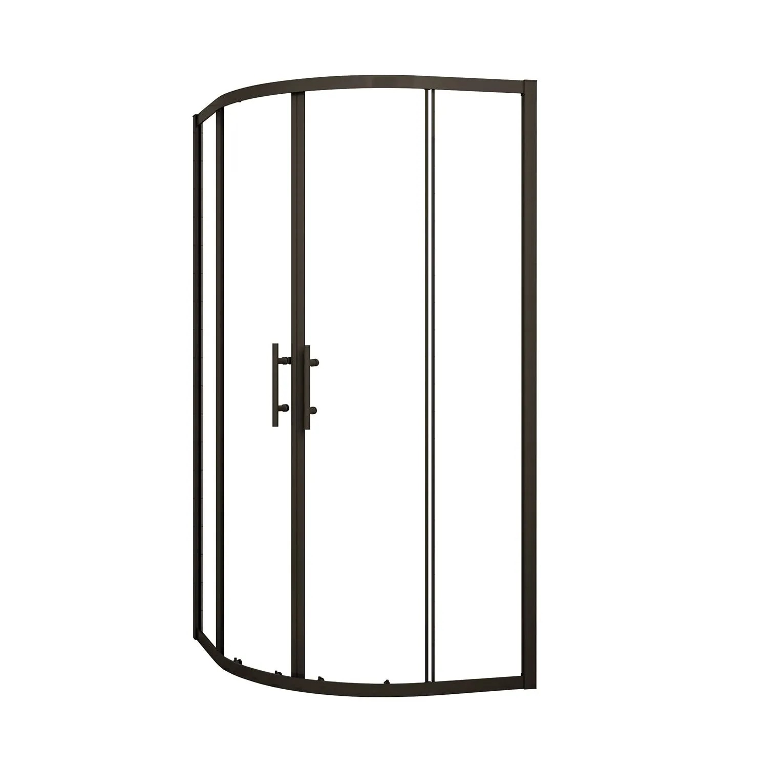 AICA Viertelkreis-Duschkabine Runddusche Mattschwarz 90x90x185cm 5mm ESG-Glas Schiebetür Duschabtrennung