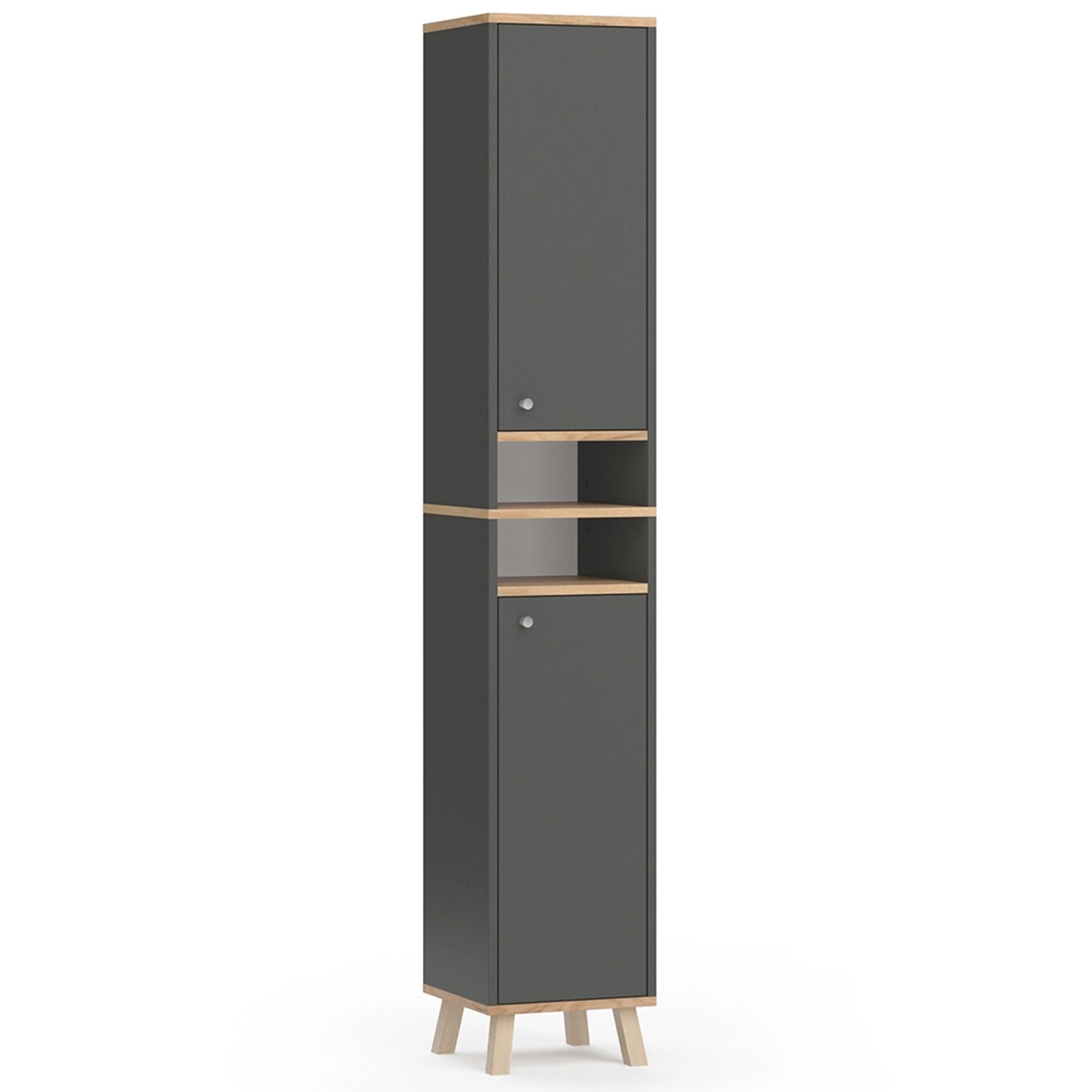 Vicco Badschrank Senyo Anthrazit/Goldkraft Eiche 30 x 174 cm günstig online kaufen