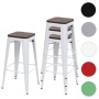 PROREGAL 4er-Set Barhocker Inkl. Holz-Sitzfläche Sitzhöhe 76cm Metall Industriedesign Stapelbar Weiß Barstuhl Tresenhocker_6