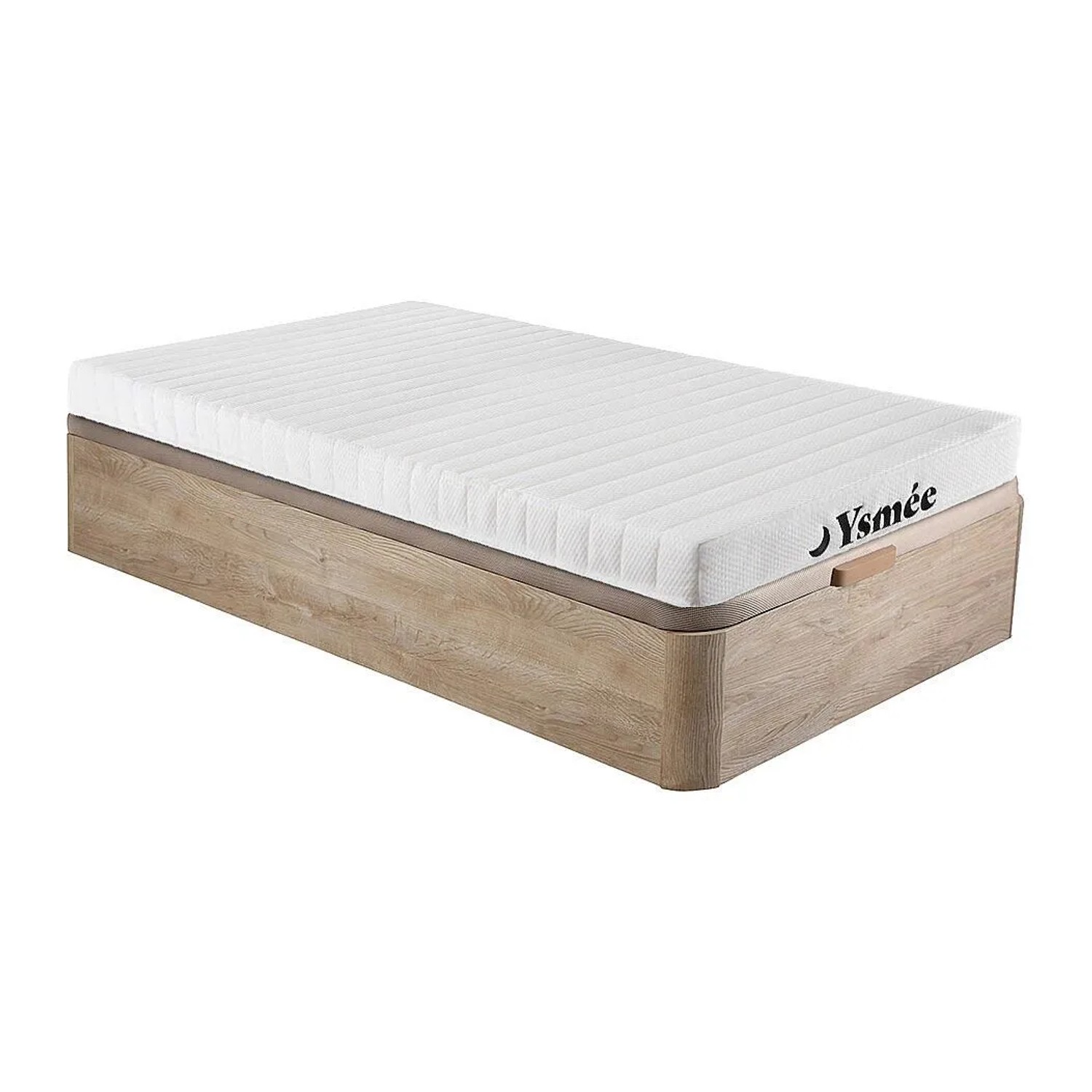 Vente-unique Matratze Und Bettgestell Mit Lattenrost Und Bettkasten Stelo Naturfarben Hell 190 cm