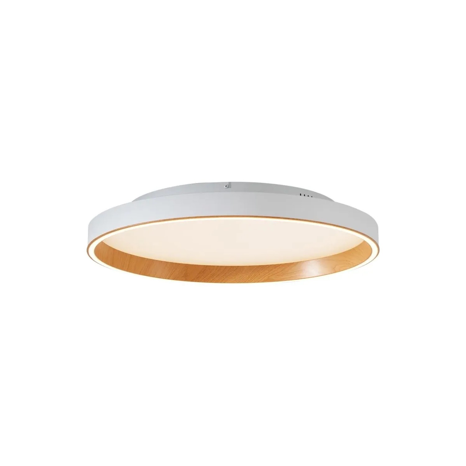 QAZQA Design Deckenleuchte Weiß mit Holz 60cm inkl  LED 3 Stufen Schalter Ingo