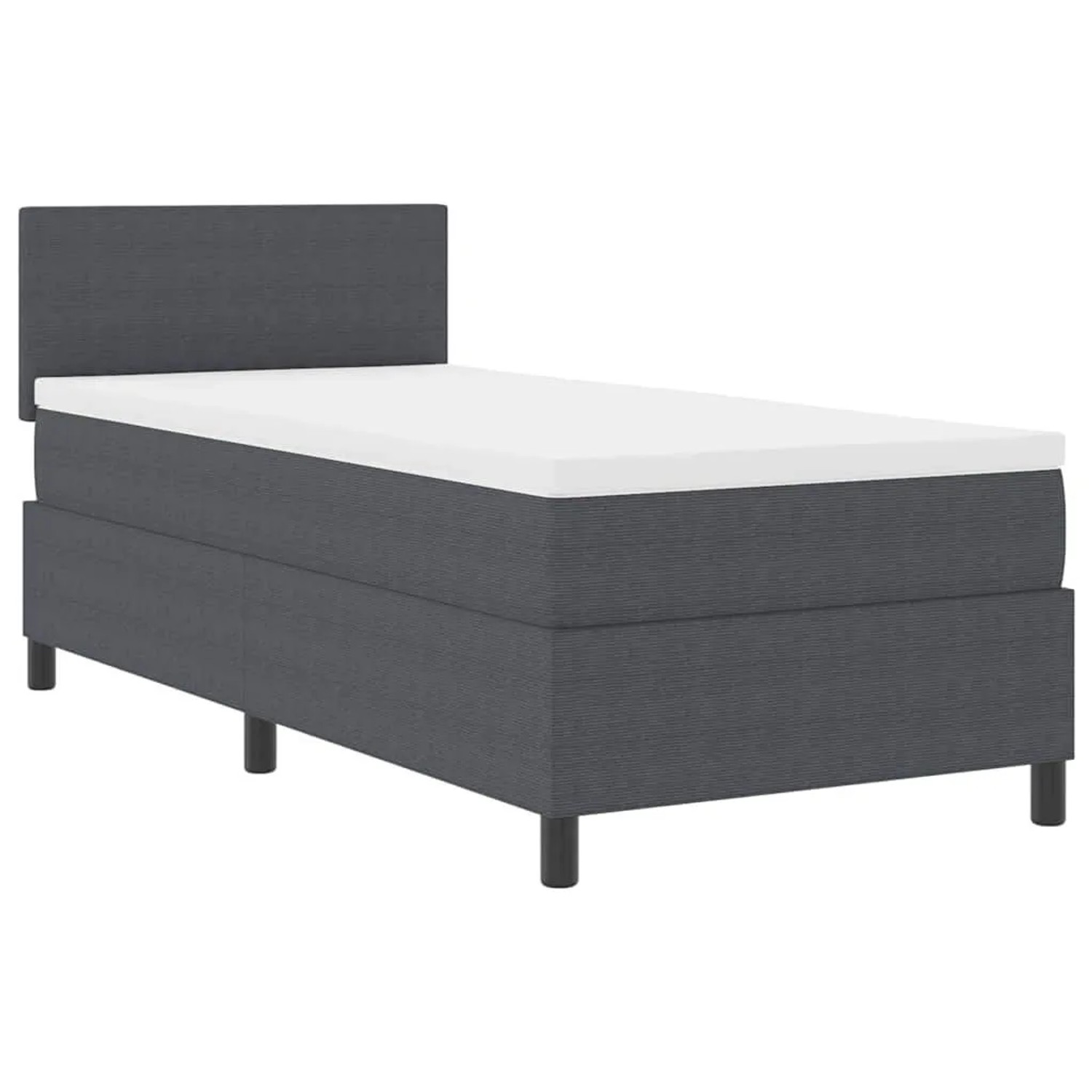 vidaXL Boxspringbett Dunkelgrau und Weiß 203 x 90 x 88 cm Cordstoff 3337584 günstig online kaufen