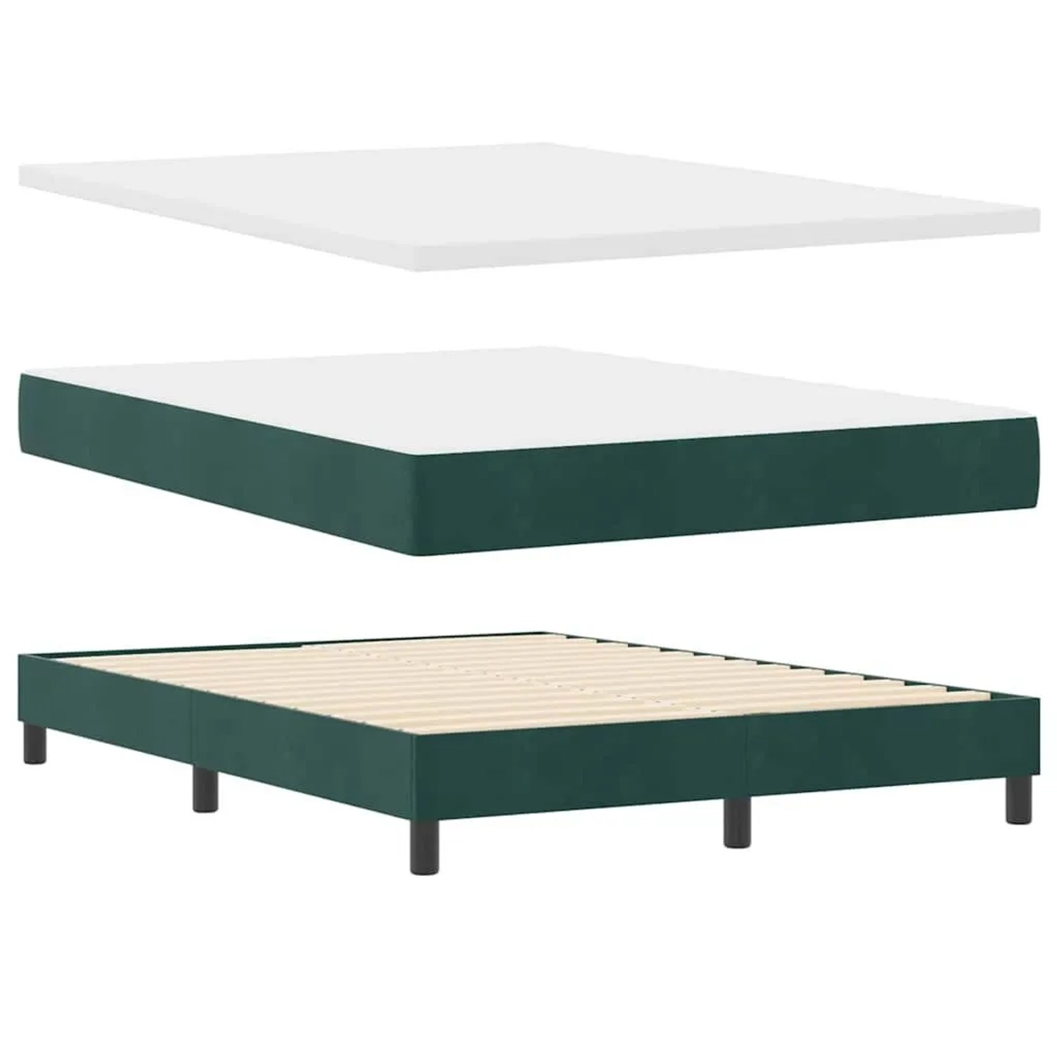 vidaXL Boxspringbett mit Matratze Dunkelgrün 200 x 160 cm Polyester 3341423 günstig online kaufen