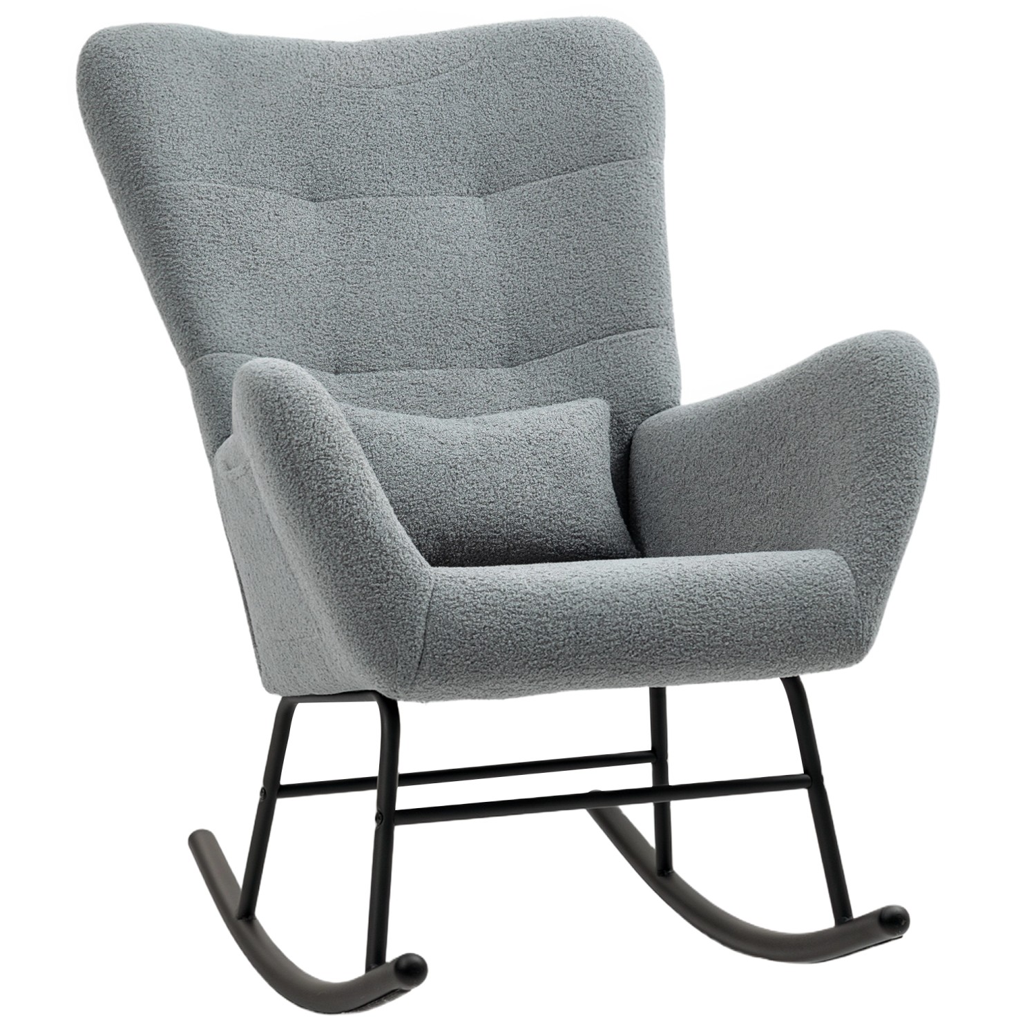 HOMCOM Schaukelstuhl mit Armlehne Teddystoff Grau 95L x 67B x 100H cm günstig online kaufen