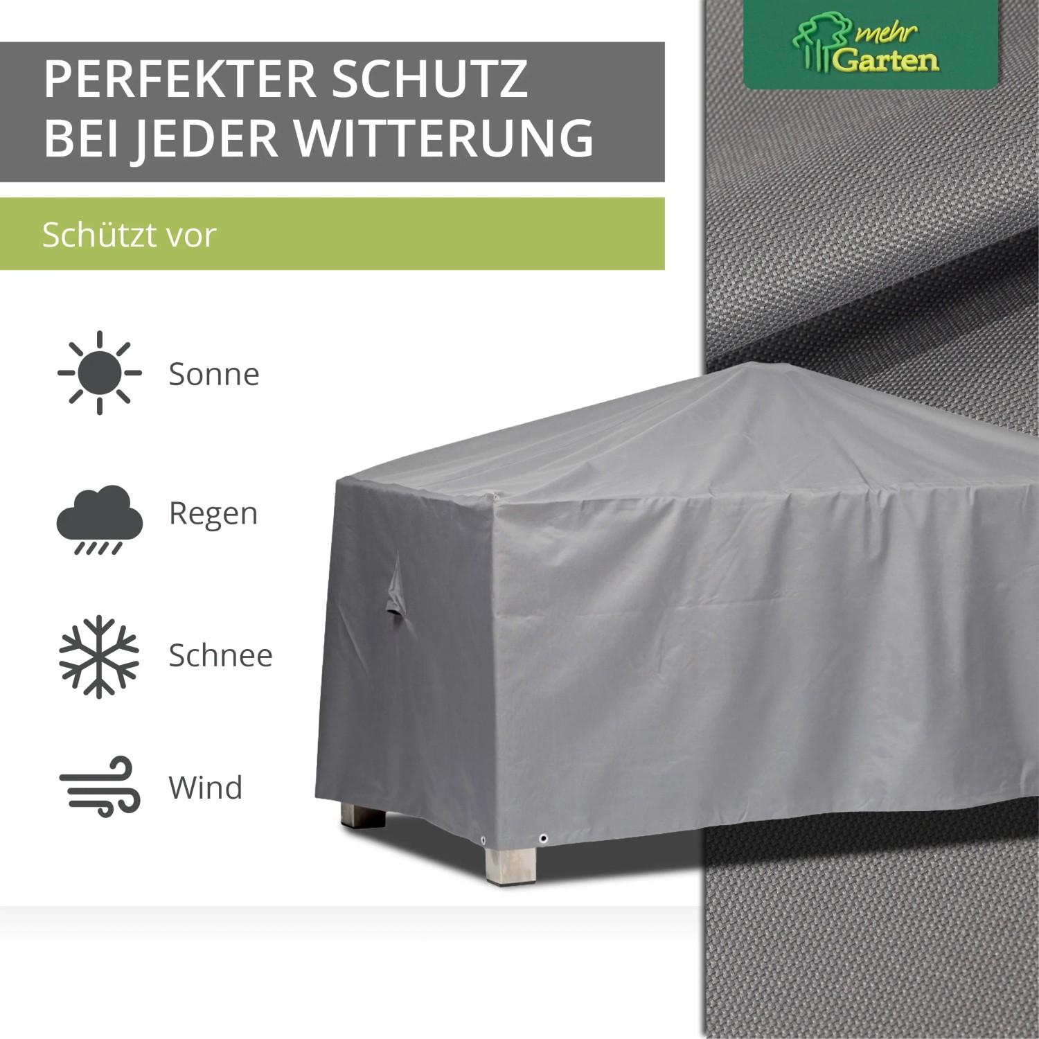 Graue Mehr Garten Schutzhülle für rechteckigen Gartentisch, schützt vor Sonne, Regen, Schnee und Wind.