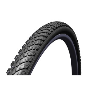 Schwarzer XLC SpikeX120 Fahrrad Winterreifen mit 120 Spikes, Profil und Reflexstreifen für sicheren Grip.