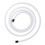Eglo LED-Band Glowline, 300 cm, warmweiß, weißer Silikonschlauch mit schwarzen Enden, spiralförmig auf weißem Grund.