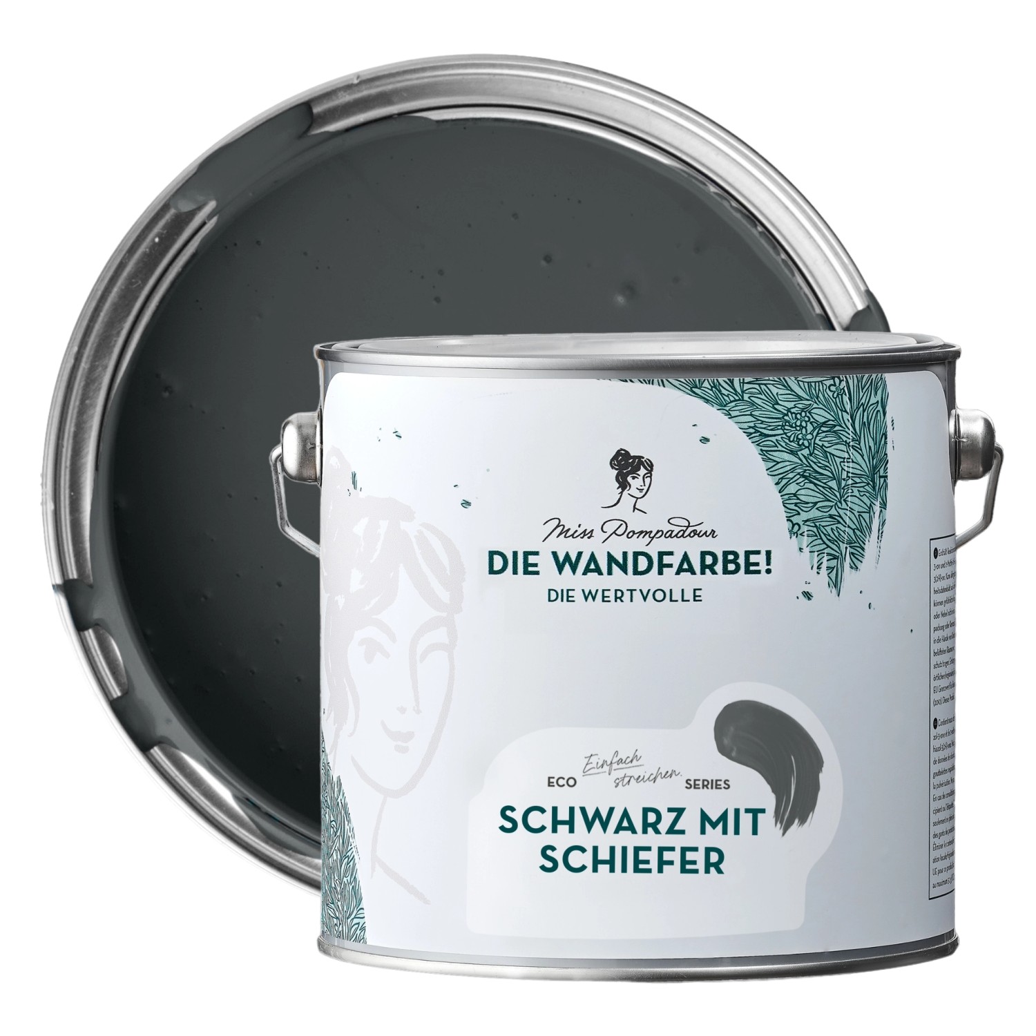 Thumbnail - MissPompadour Extramatte Wandfarbe Schwarz mit Schiefer 2,5L Hochdeckend Spritzfrei