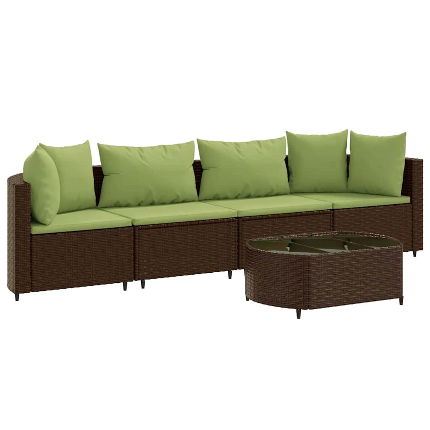 vidaXL 5-Tlg Garten-Sofagarnitur mit Kissen Braun Poly Rattan 3308374 günstig online kaufen