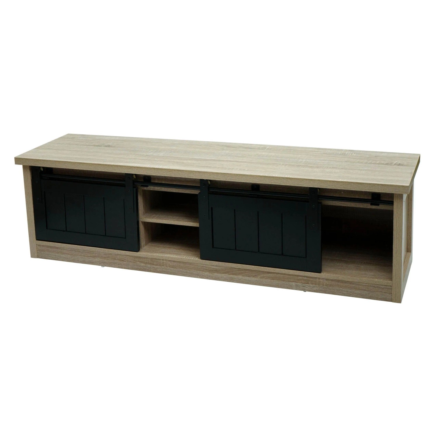 MCW TV-Rack K75 Holz-Optik Industrial Metall 43x150x40cm Naturfarben