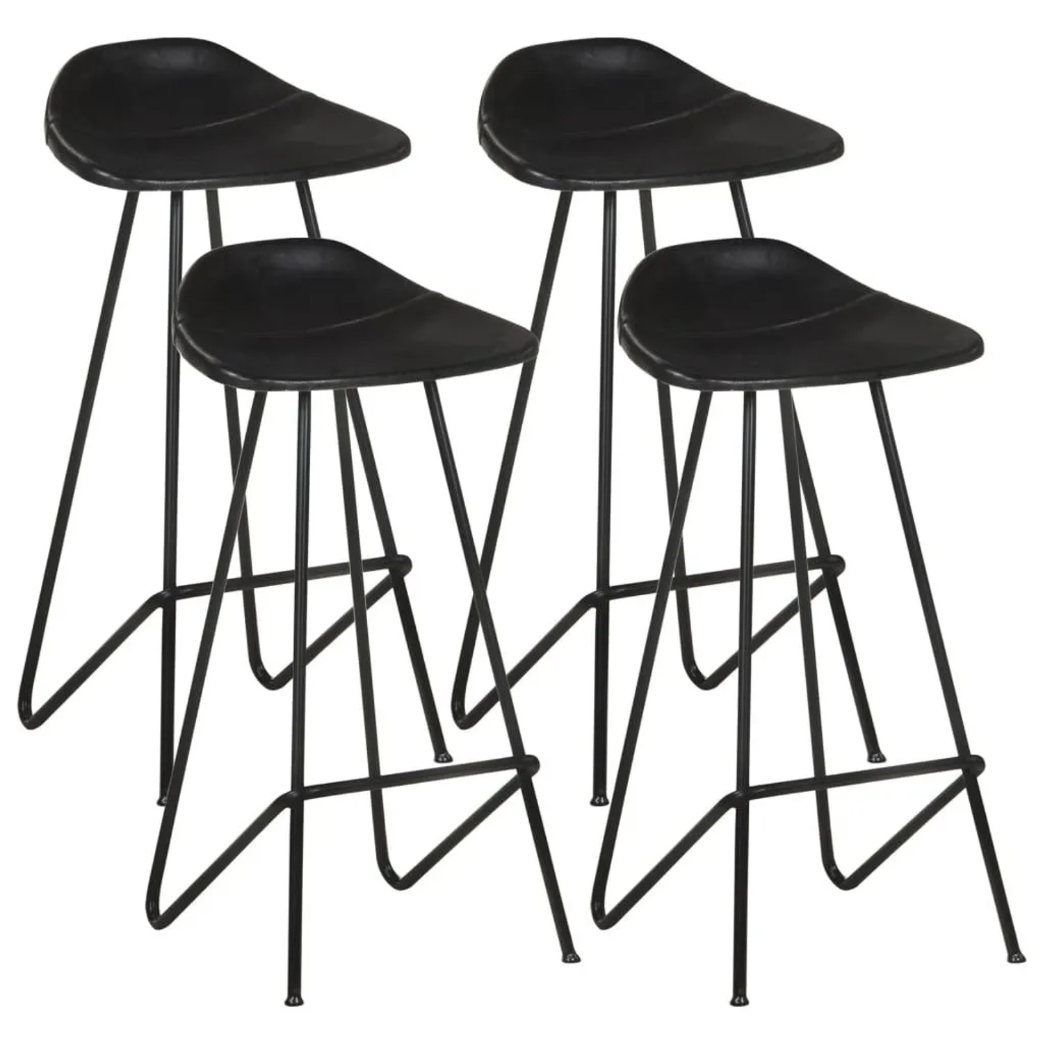 vidaXL Barhocker 4 Stk Schwarz Echtleder 320642