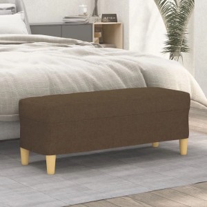 Braune vidaXL Sitzbank (100x35x41 cm) aus Stoff vor einem Bett. Schuhbank für Flur und Schlafzimmer.
