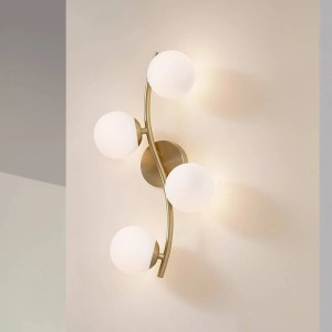 Lindby Wandleuchte Wandlampe Innen Josiana 10041900 Modern in Gold Messing aus Glas 4-flammig G9 Wohnzimmerleuchte