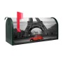 Grüner Banjado US Briefkasten mit Paris Motiv, Eiffelturm und rotem Auto.
