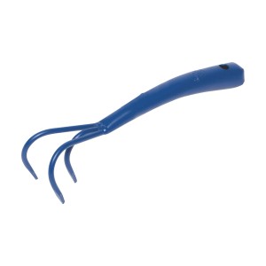 Blauer LUX Handgrubber Classic aus Stahl, Gartenhandgerät zum Auflockern der Erde.