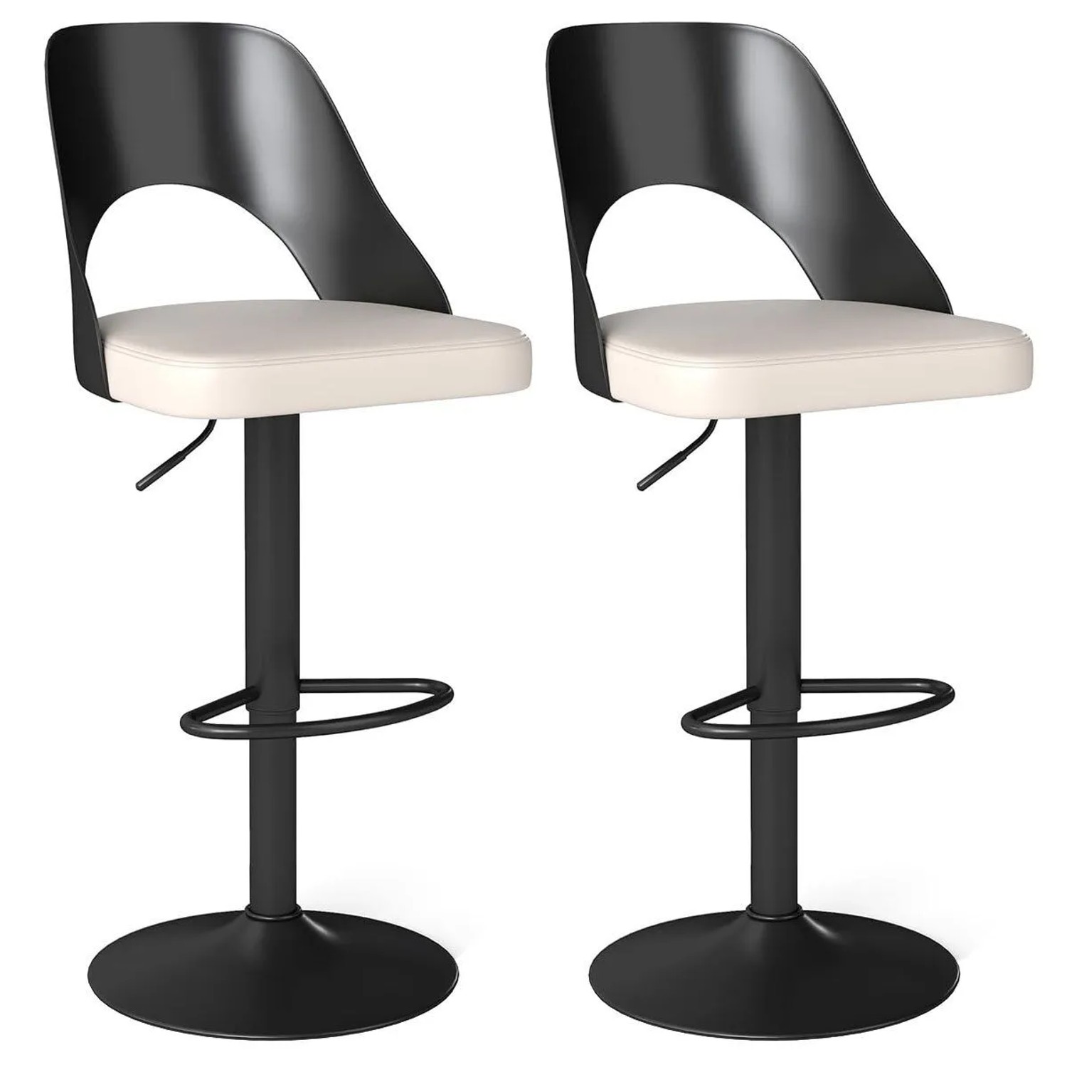 Costway Barhocker 2er Set 360° Drehbar 63-83 cm Kunstleder Schwarz günstig online kaufen