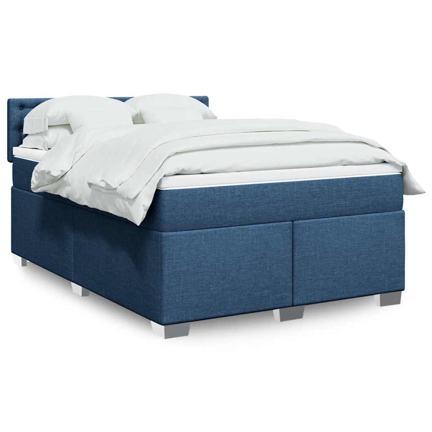 vidaXL Boxspringbett mit Matratze Blau 140x190 cm Stoff 3288203 günstig online kaufen