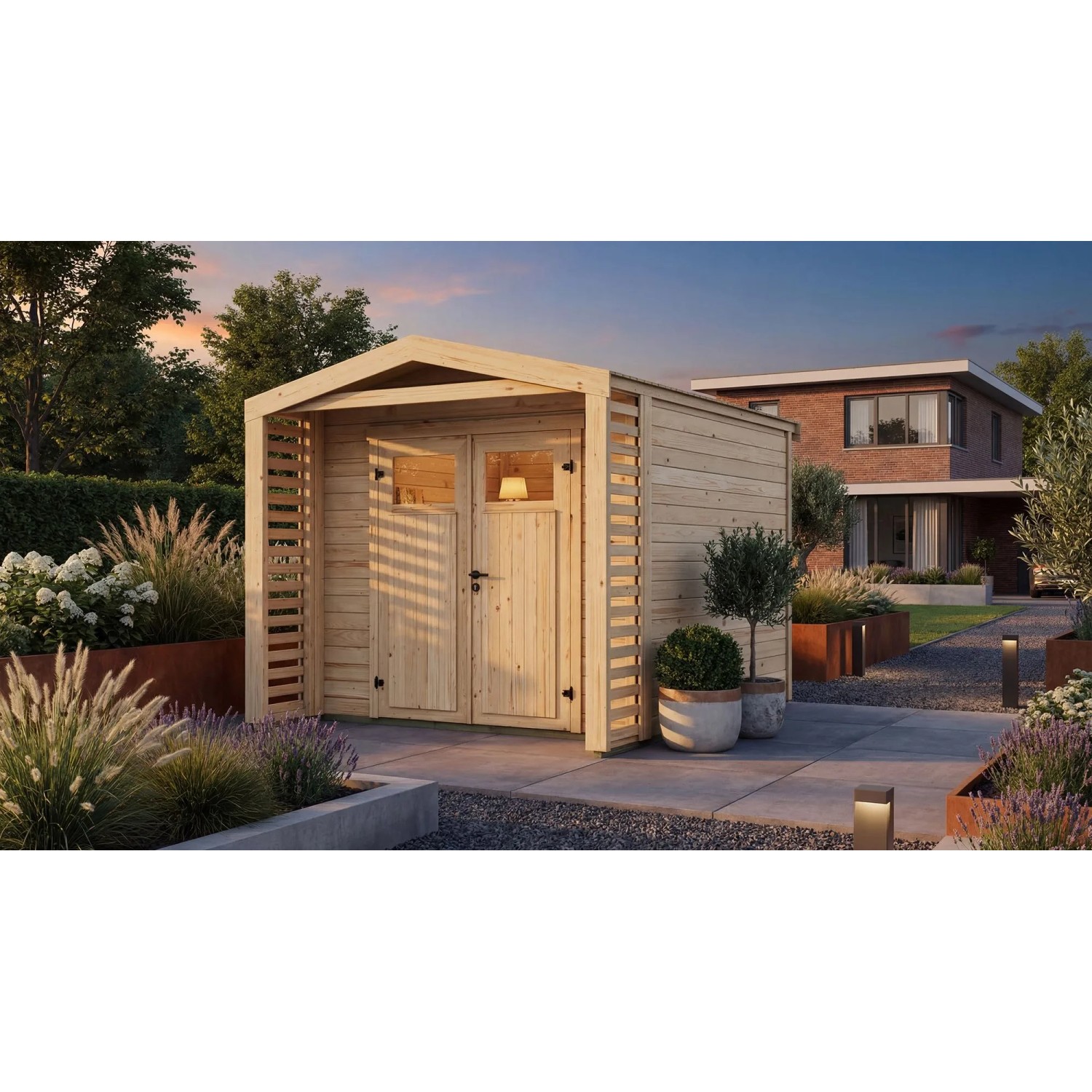 Weka Holz-Gartenhaus Killarney Satteldach Natur Unbehandelt 285 cm x 298 cm