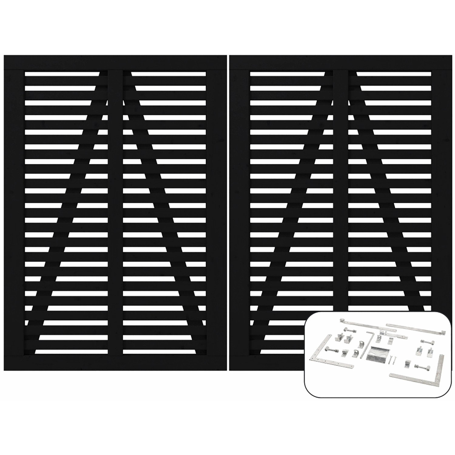Doppeltor Harmoni Nadelholz Schwarz 200 cm x 140 cm günstig online kaufen