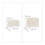 Beige Stoffschubladen für Relaxdays Regalsystem, Größenvergleich (20x28x39 cm und 30x28x39 cm).