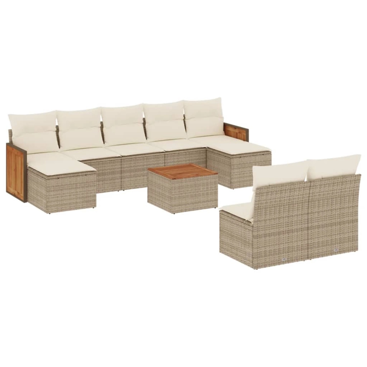 vidaXL 10-Tlg Garten-Sofagarnitur mit Kissen Beige Poly Rattan 3228060 günstig online kaufen