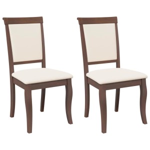 vidaXL Esszimmerstühle mit Kissen 2 Stk Braun Massivholz Gummibaum 4102486