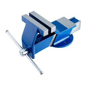 Blauer LUX Schraubstock 125 mm Classic mit Stahlbacken und Amboss für Werkstattarbeiten.