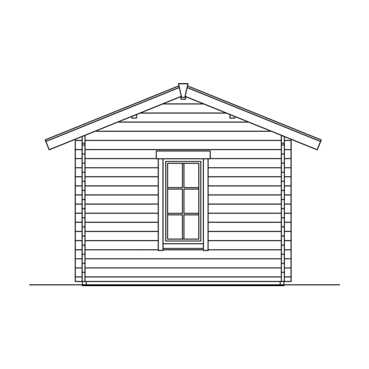 Illustration: Skan Holz Gartenhaus Lugano 1 DS Natur, 420x300 cm, Holz-Gartenhaus mit Fenster.