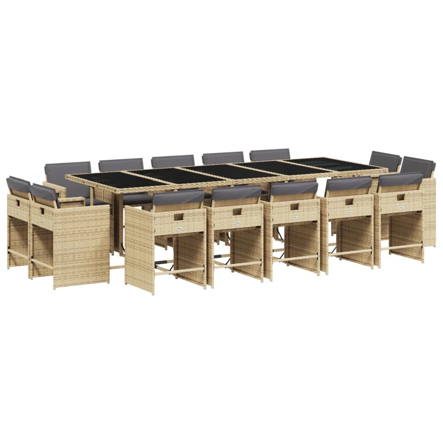 vidaXL 15-Tlg Garten-Essgruppe mit Kissen Beigemischung Poly Rattan 3211236 günstig online kaufen