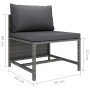 Graues vidaXL Gartenmöbel-Set aus Polyrattan mit anthrazitfarbenen Kissen, Detailansicht.
