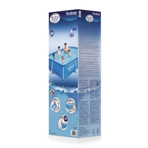 Verpackung des eckigen Steel Pro Frame Pools (259x170x61cm) von Bestway, Stahlrahmenpool.