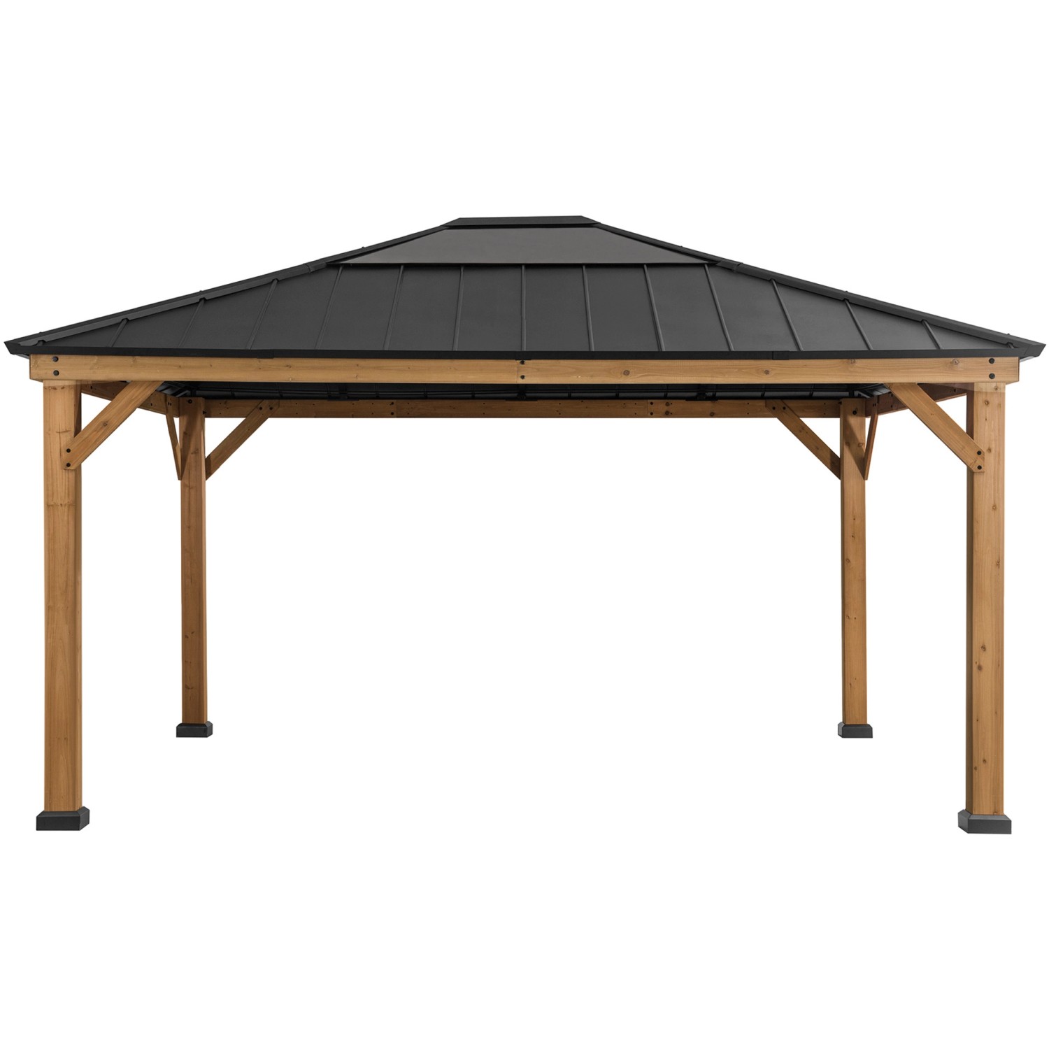 Sunjoy Gazebo Ernir Zedernholz 393 cm x 452 cm Anthrazit günstig online kaufen