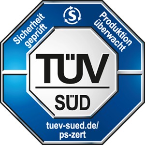 TÜV Süd Siegel: Sicherheit geprüft, Produktion überwacht.