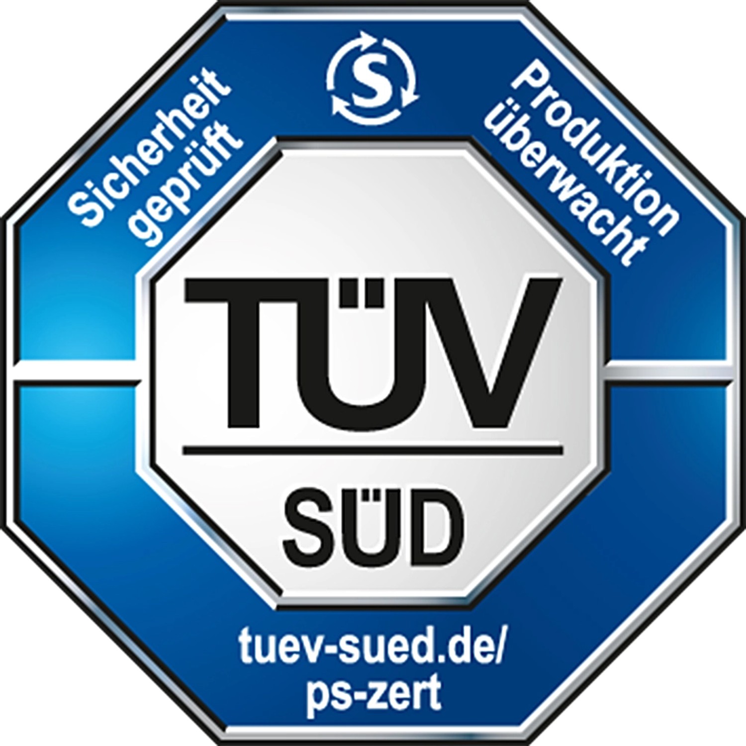 TÜV Süd Siegel: Sicherheit geprüft, Produktion überwacht.
