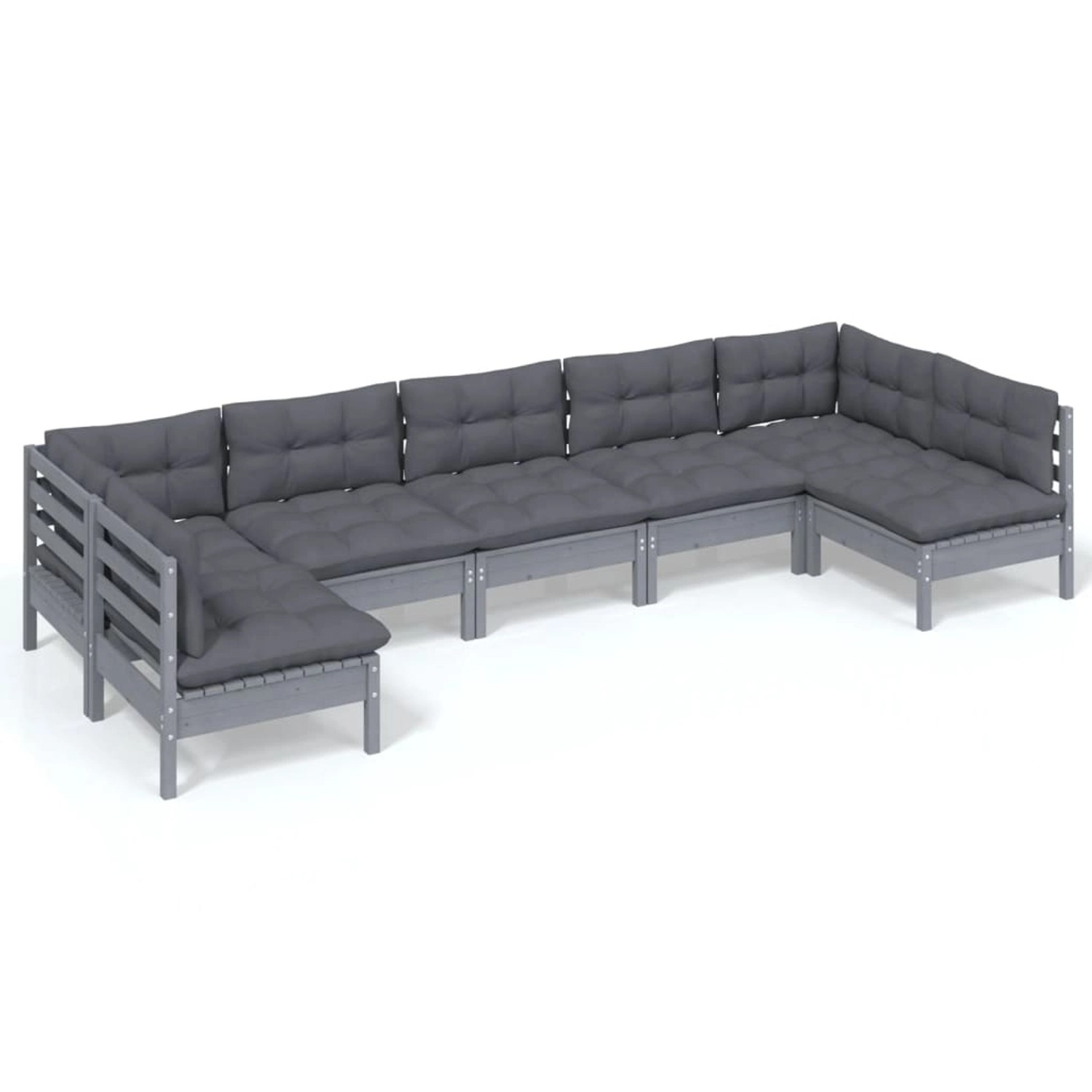 vidaXL 7-tlg Garten-Lounge-Set mit Kissen Grau Kiefer Massivholz Modell 21 günstig online kaufen