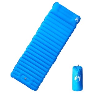 vidaXL Selbstaufblasende Isomatte mit Kissen Blau 4007120