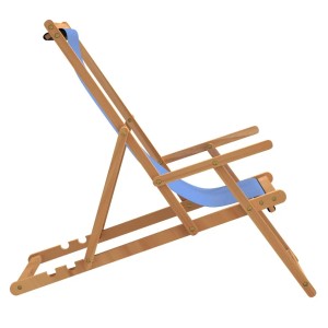 Klappbarer, blauer Strandstuhl aus Teakholz von vidaXL für Garten, Strand oder Camping.