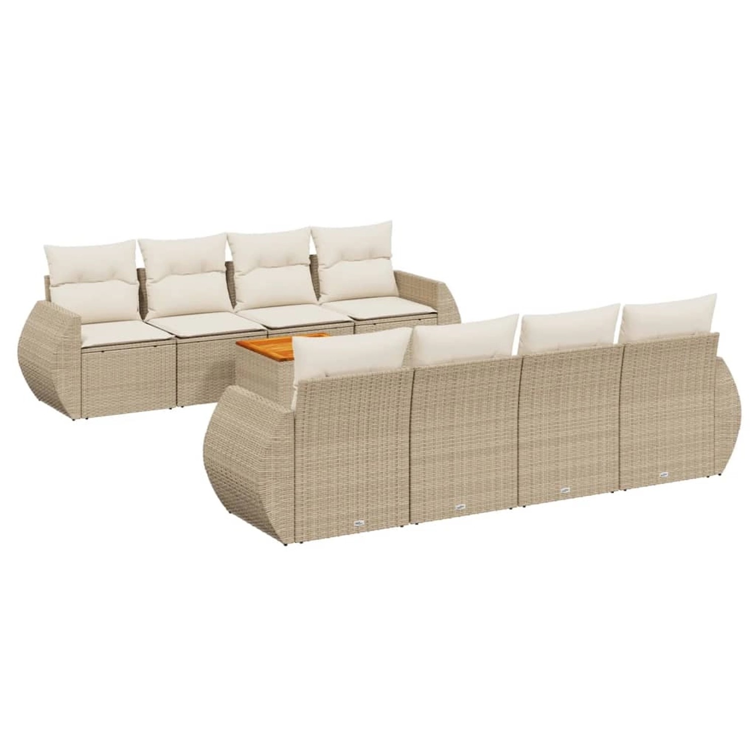 vidaXL 9-Tlg Garten-Sofagarnitur mit Kissen Beige Poly Rattan 3257255 günstig online kaufen