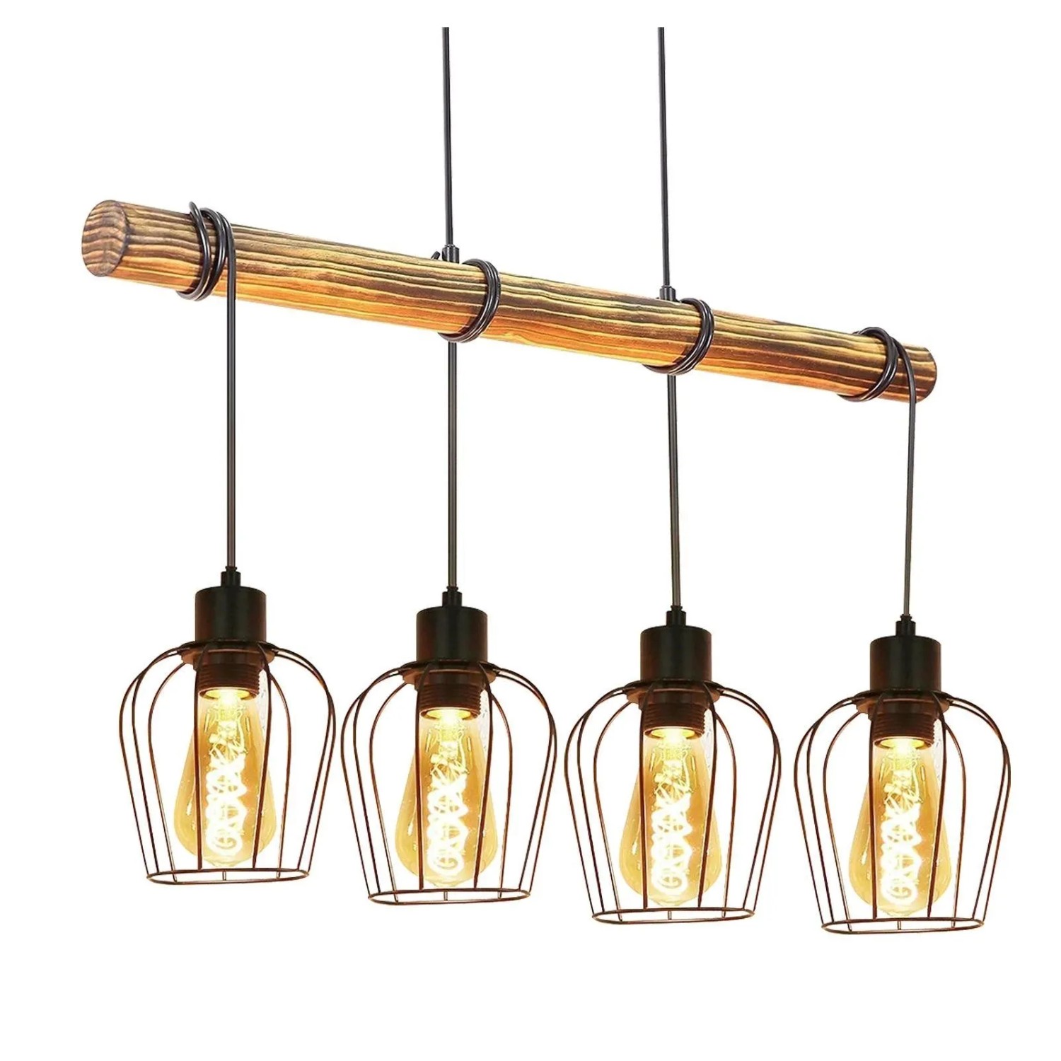 NETTLIFE Pendelleuchte aus Holz L198cm Schwarz