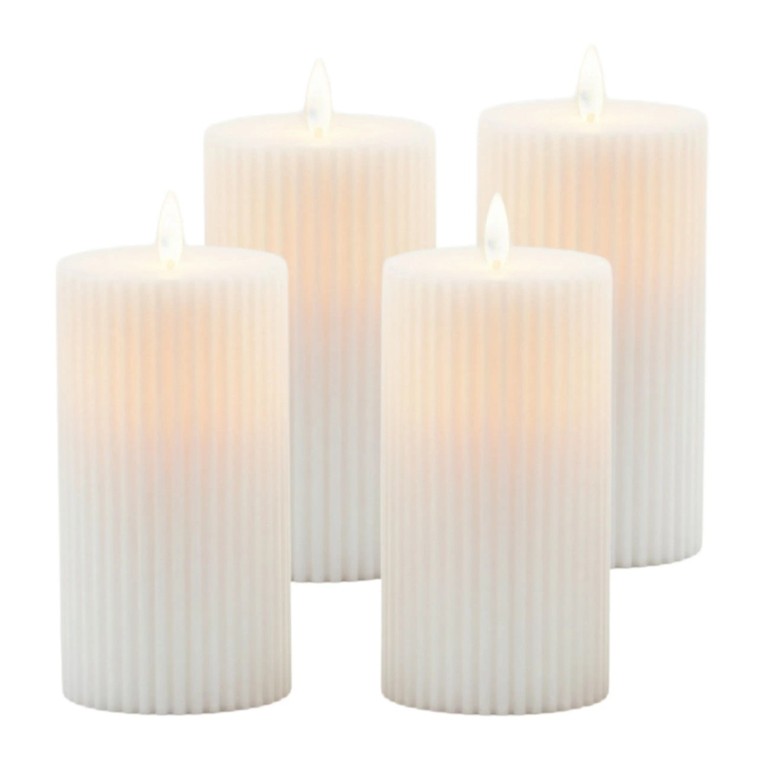 Relaxdays LED Kerzen 4er Set Kunststoff Weiß Flackernd 17,5 cm x 8 cm