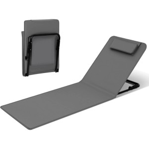 WOLTU Strandmatte Strandliege mit Kopfkissen Klappbar Dunkelgrau