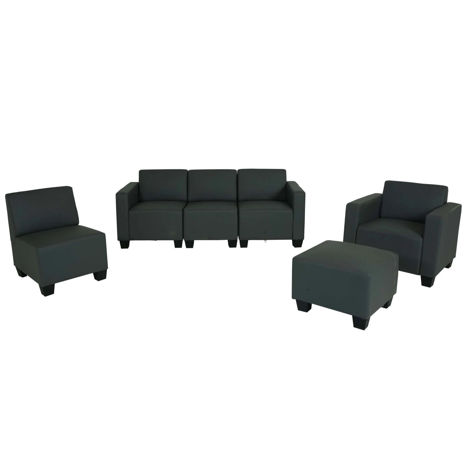 MCW Modular Sofa-System Lyon 3-1-1-1 Kunstleder Dunkelgrau