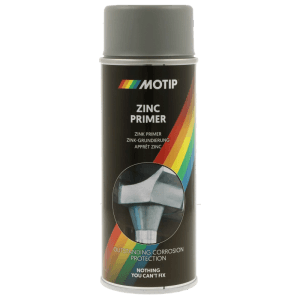 Graues Zink-Grundierungsspray von Motip, 400 ml, für Lack- & Karosseriereparatur, schützt Metall vor Rost.