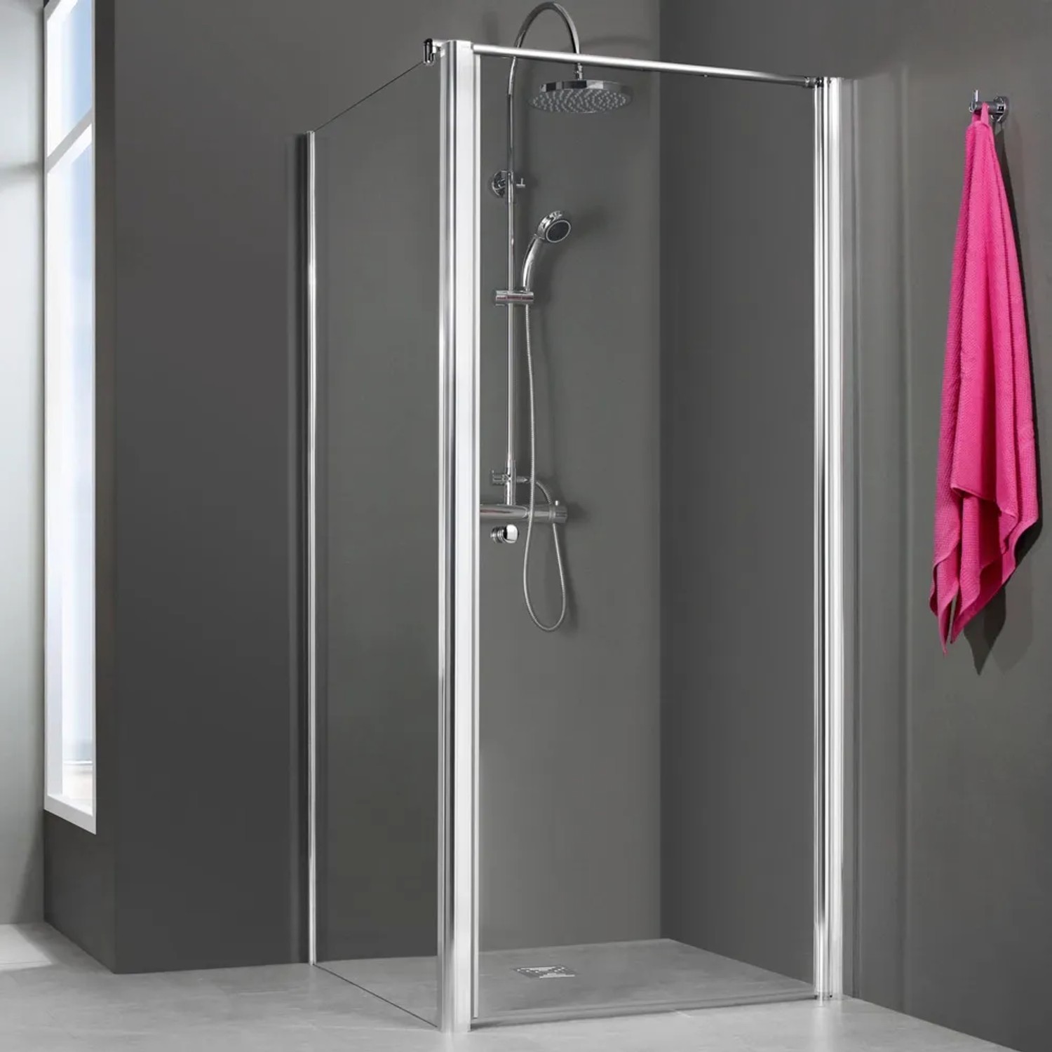 Breuer Elana Seitenwand, 100 cm, Chrom/Klarglas für Duschabtrennung.