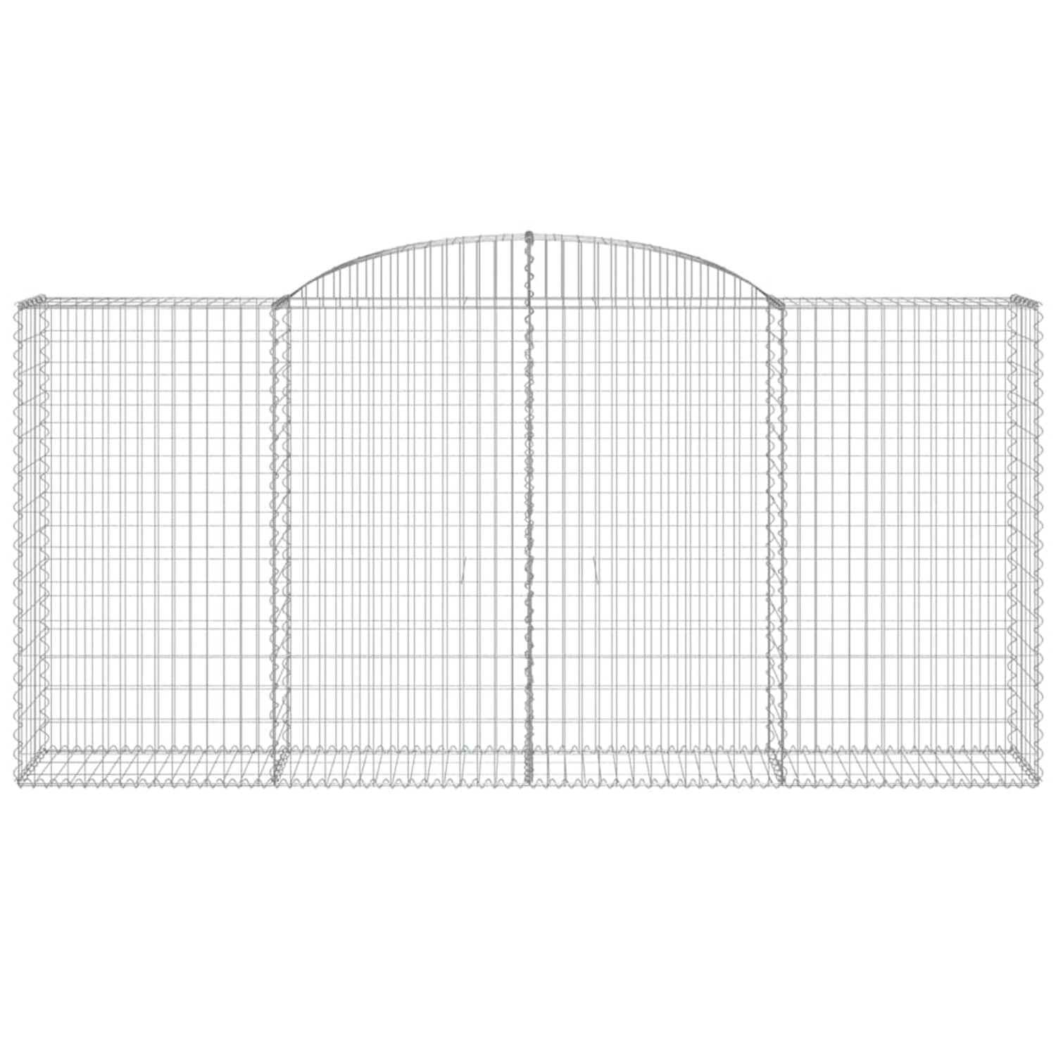 4er Set vidaXL Gabionen mit Hochbogen, 300x50x140/160cm, aus verzinktem Eisen.