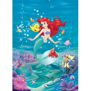 Fototapete mit Arielle, Fabius und Sebastian unter Wasser. Kinderzimmer Deko.