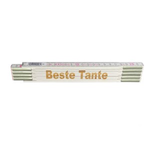 Stabila Zollstock mit Lasergravur "Beste Tante", 2 Meter, aus Holz.