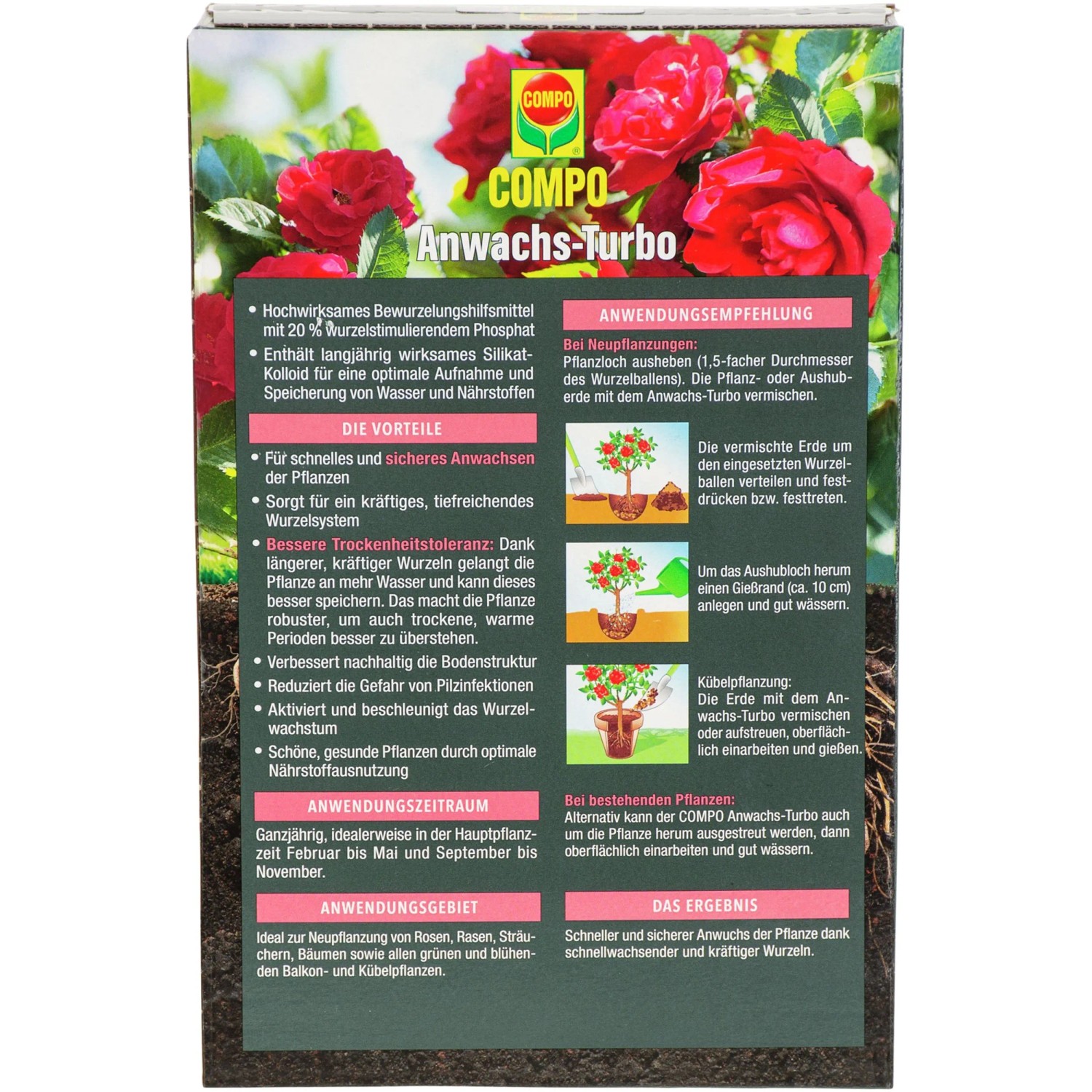 Compo Wurzel-Turbo 700g: Packung zur Förderung des Wurzelwachstums für Pflanzen.